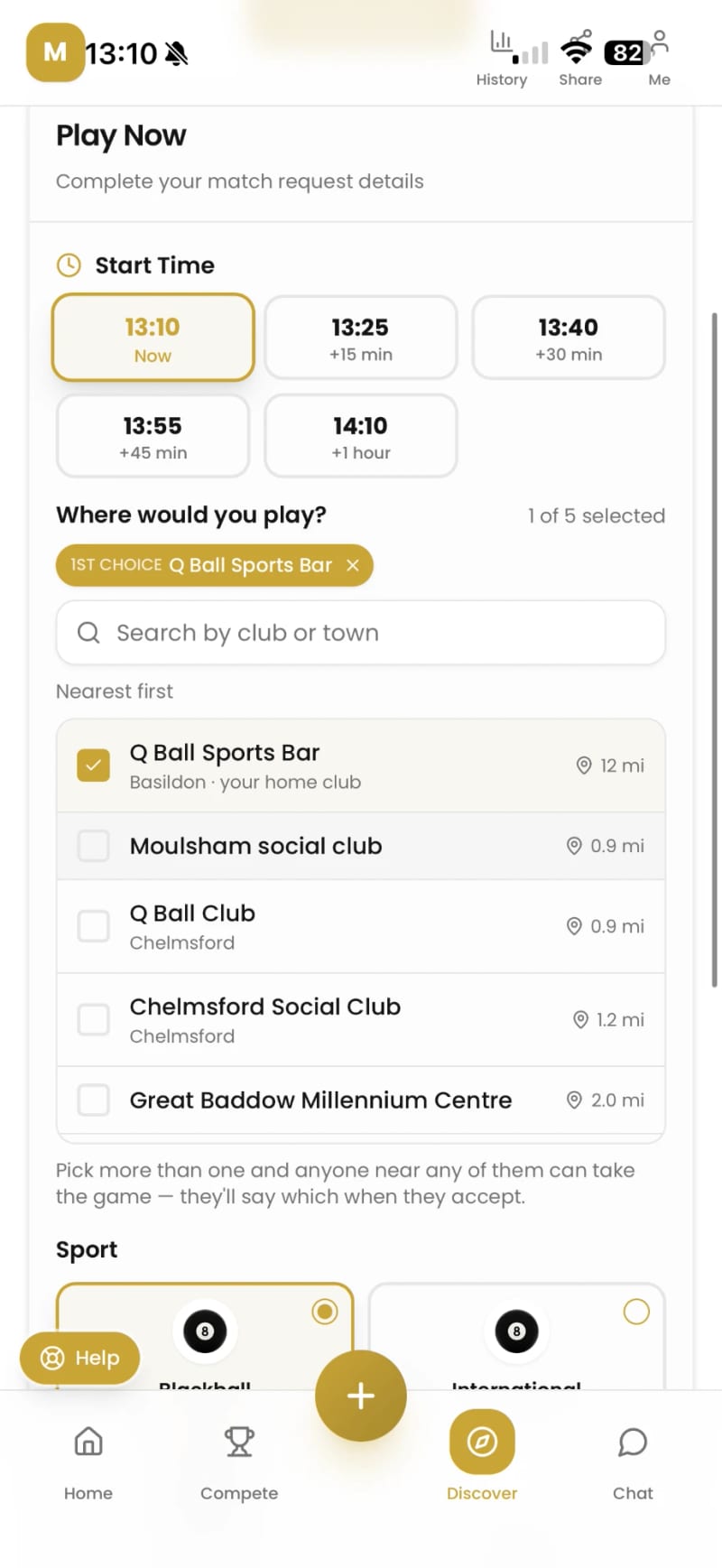 Pick a start time and venues